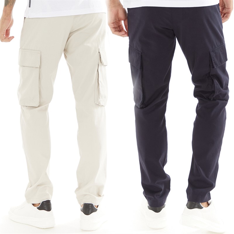 French Connection Mens Two Pack Cargo Pants Marine/Stone