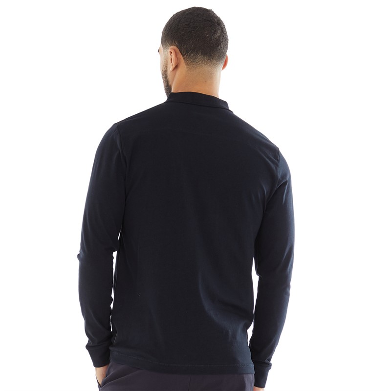 French Connection Mens Jersey Zip Long Sleeve Polo Marine