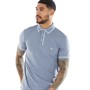 French Connection Mens Piping Polo Light Blue Mel/White