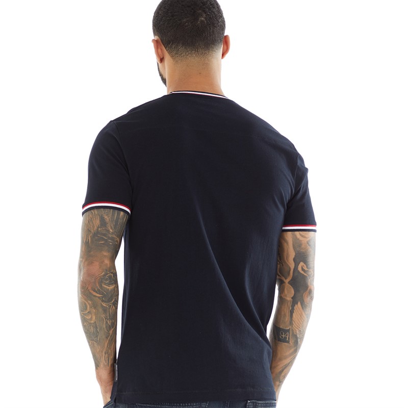 French Connection Mens Col Ringer T Shirt Marine