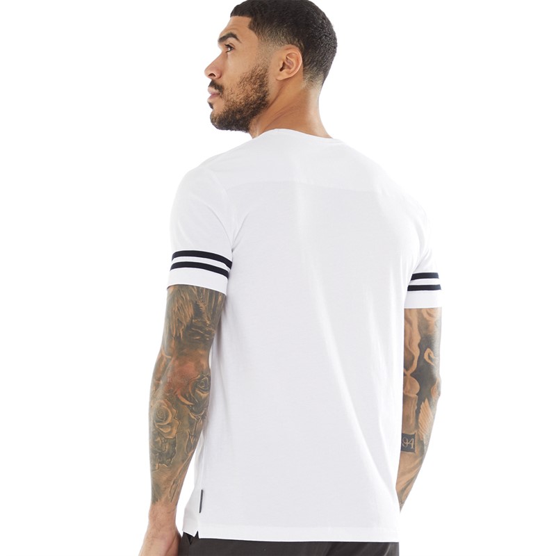 French Connection Mens Arm Stripes T-Shirt White/Marine