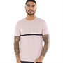 French Connection Mens Two Stripe T-Shirt Pink Mel/White/Marine