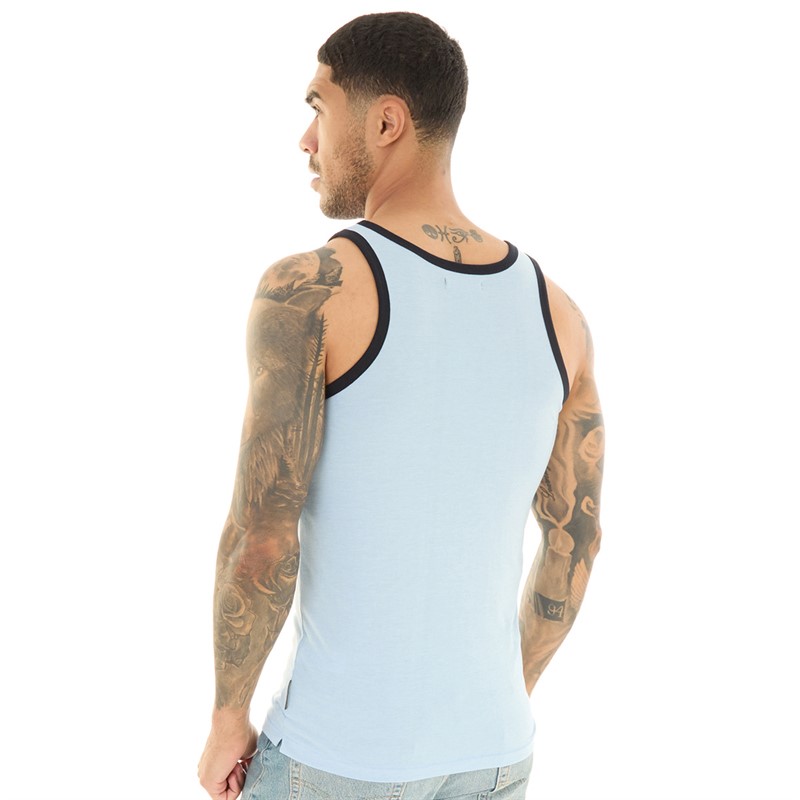 French Connection Mens Ringer Vest Sky Mel/Marine
