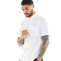 French Connection Mens Short Sleeve Linen Shirt White