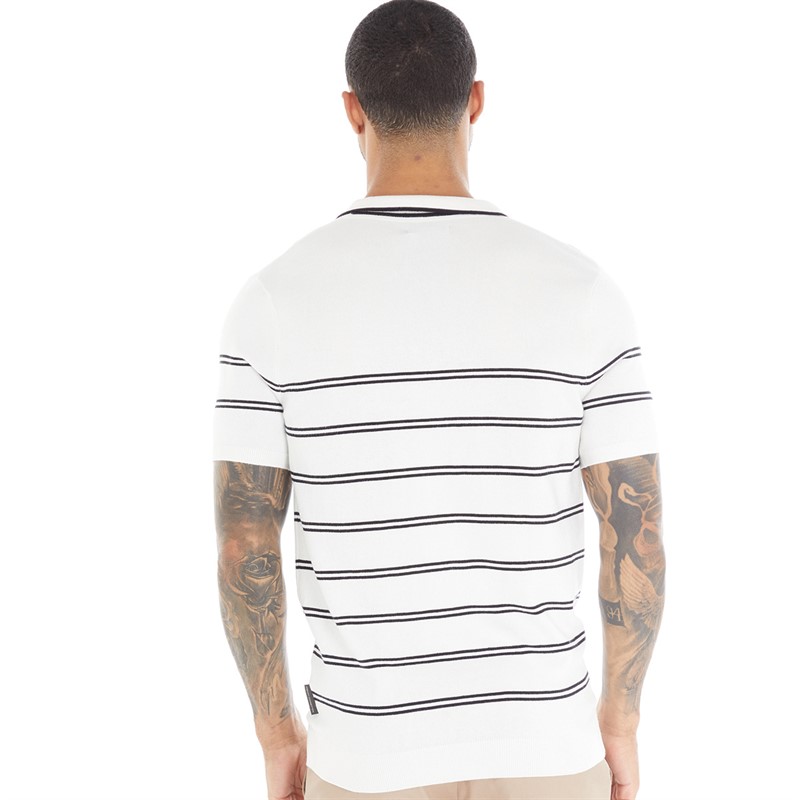 Buy French Connection Mens Short Sleeve Kux Tropy Stripe Jumper Ecru/Marine