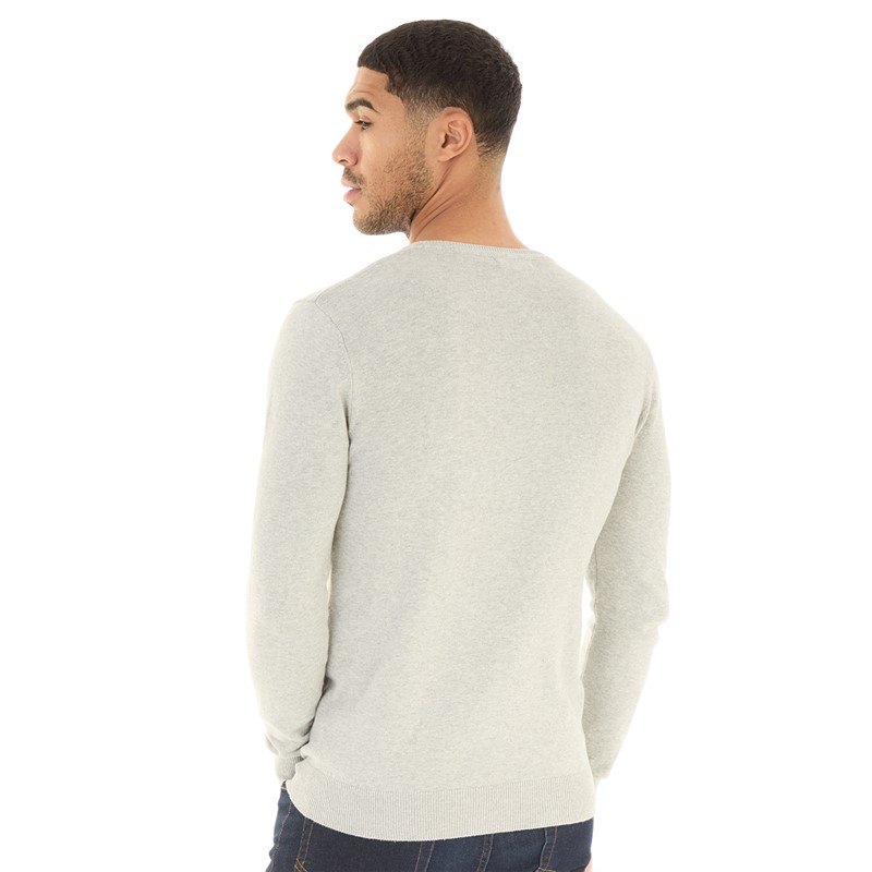 French Connection Mens Cotton Crew Neck Jumper Light Grey Mel