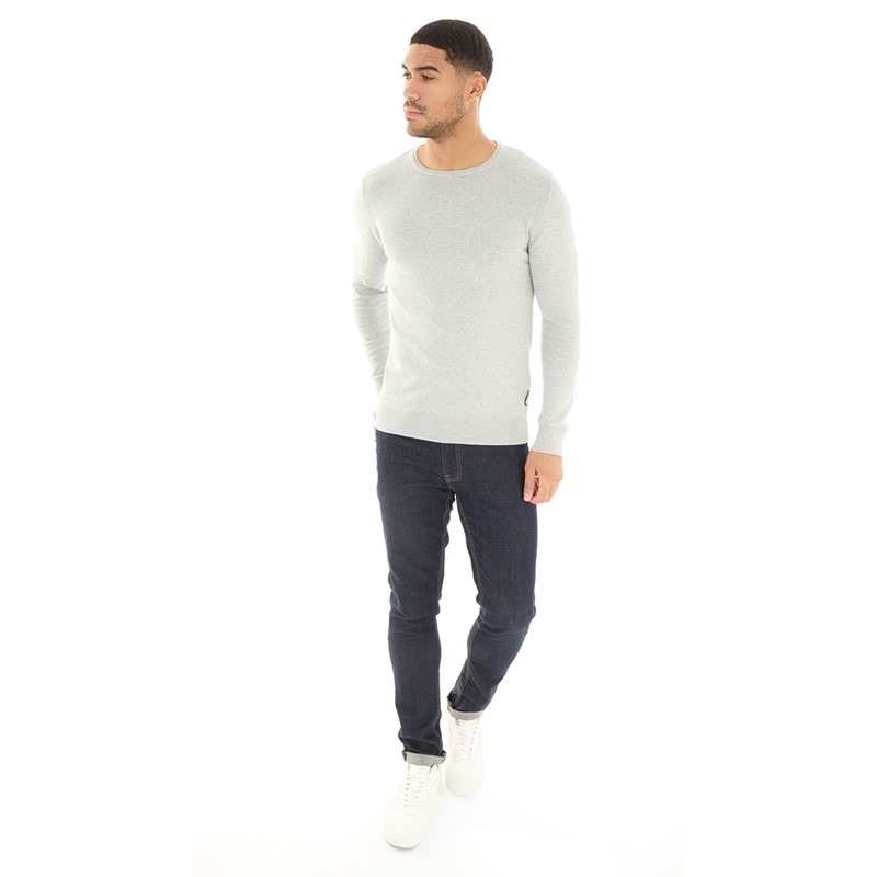 French Connection Mens Cotton Crew Neck Jumper Light Grey Mel