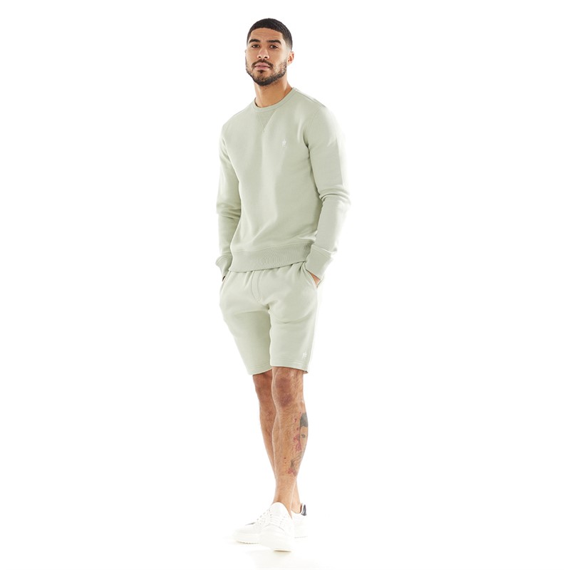 French Connection Mens FC Crew And Short Co-Ord Sage/White