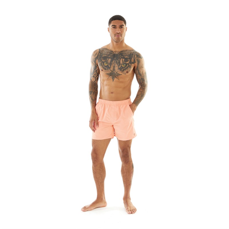 French Connection Mens Contrast Swim Shorts Coral