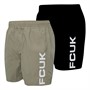 French Connection Mens FCUK Two Pack Swim Shorts Multi 2 - Black/Light Khaki