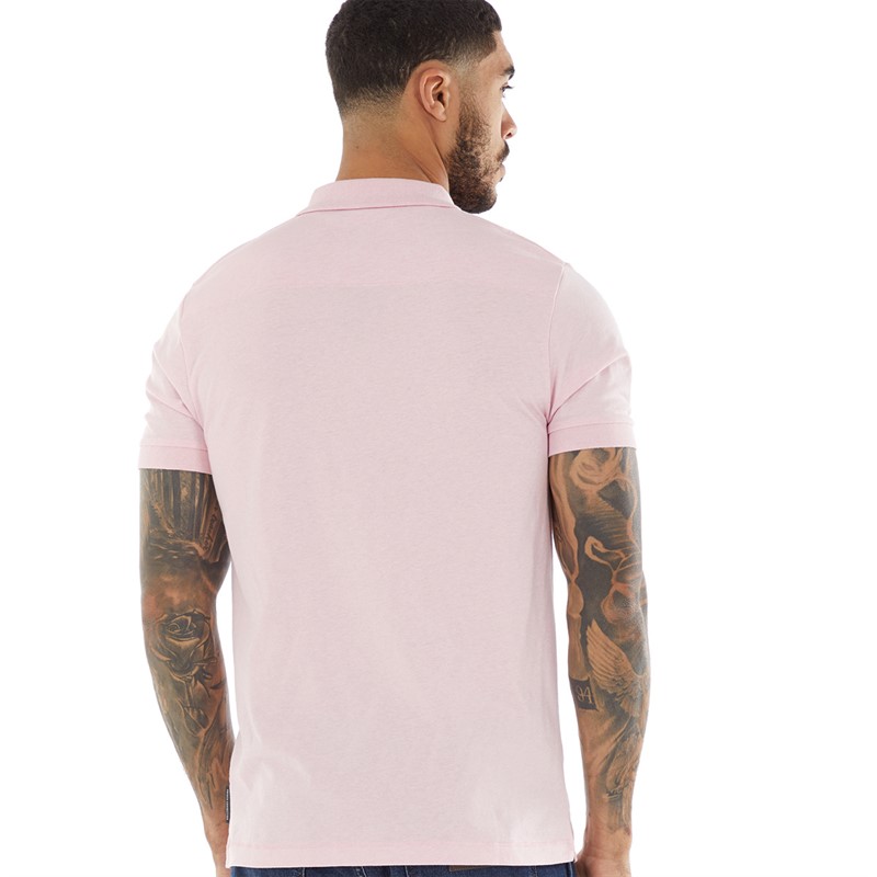 French Connection Mens Jersey Polo Pink/White