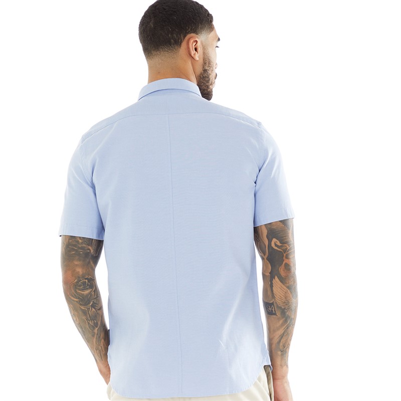 French Connection Mens Short Sleeve Oxford Shirt Sky