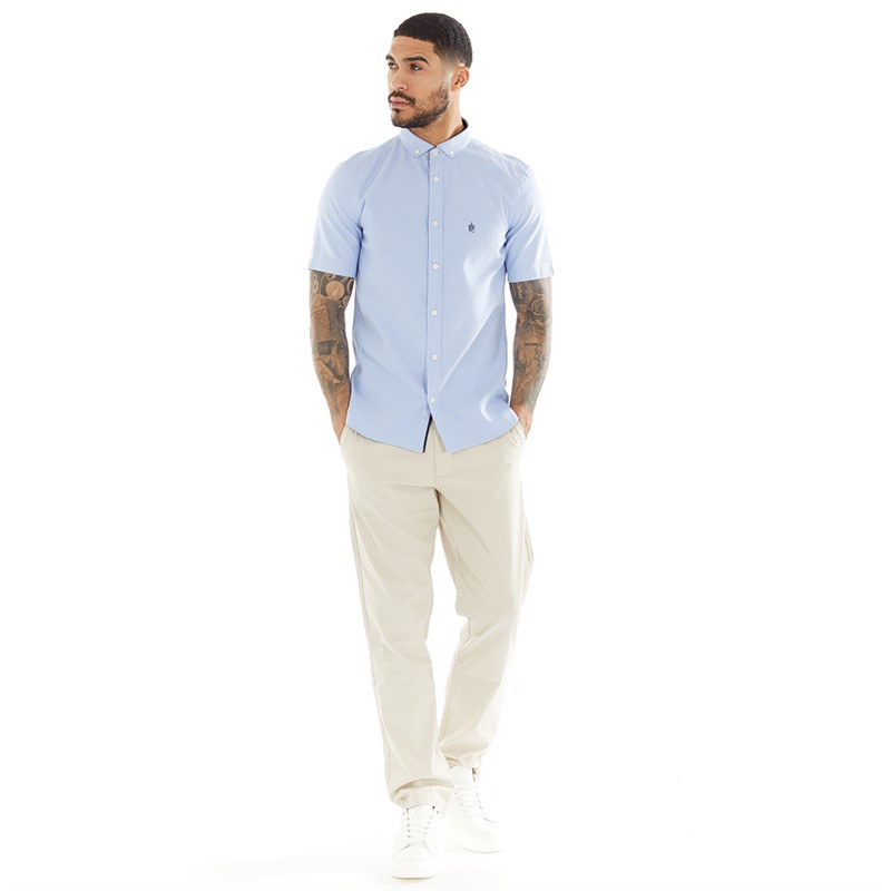 French Connection Mens Short Sleeve Oxford Shirt Sky