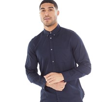 French Connection Mens Long Sleeve Linen Shirt Marine