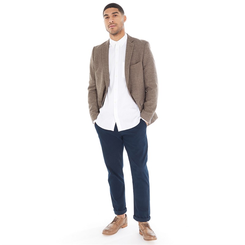 French Connection Mens Herringbone Blazer Tan