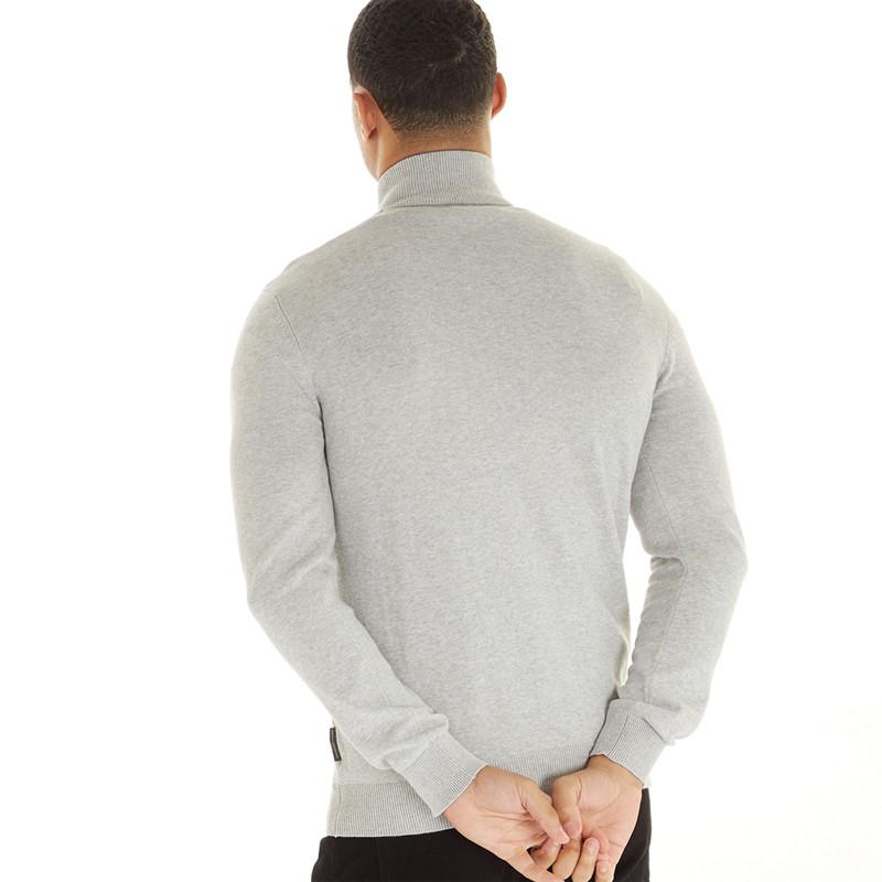 French Connection Mens Cotton1/4 Zip Jumper Light Grey Mel