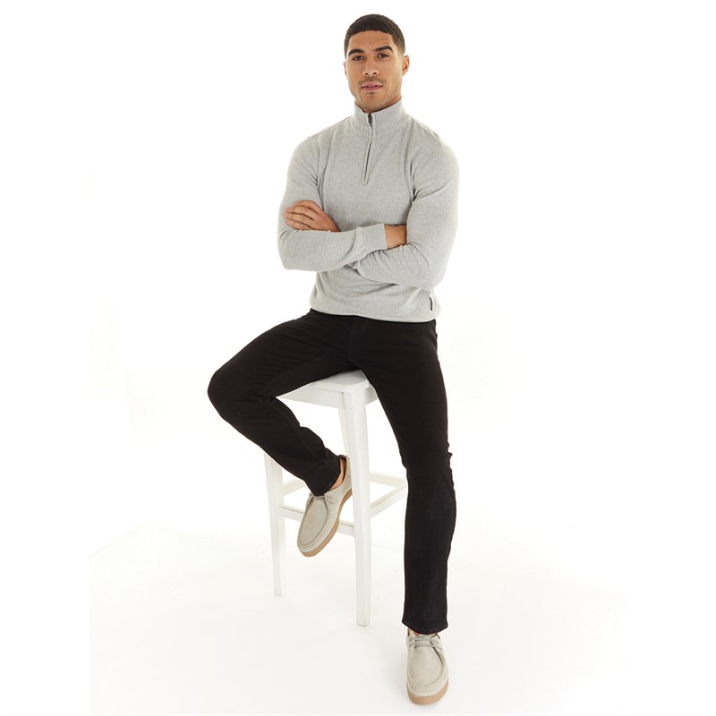 French Connection Mens Cotton1/4 Zip Jumper Light Grey Mel
