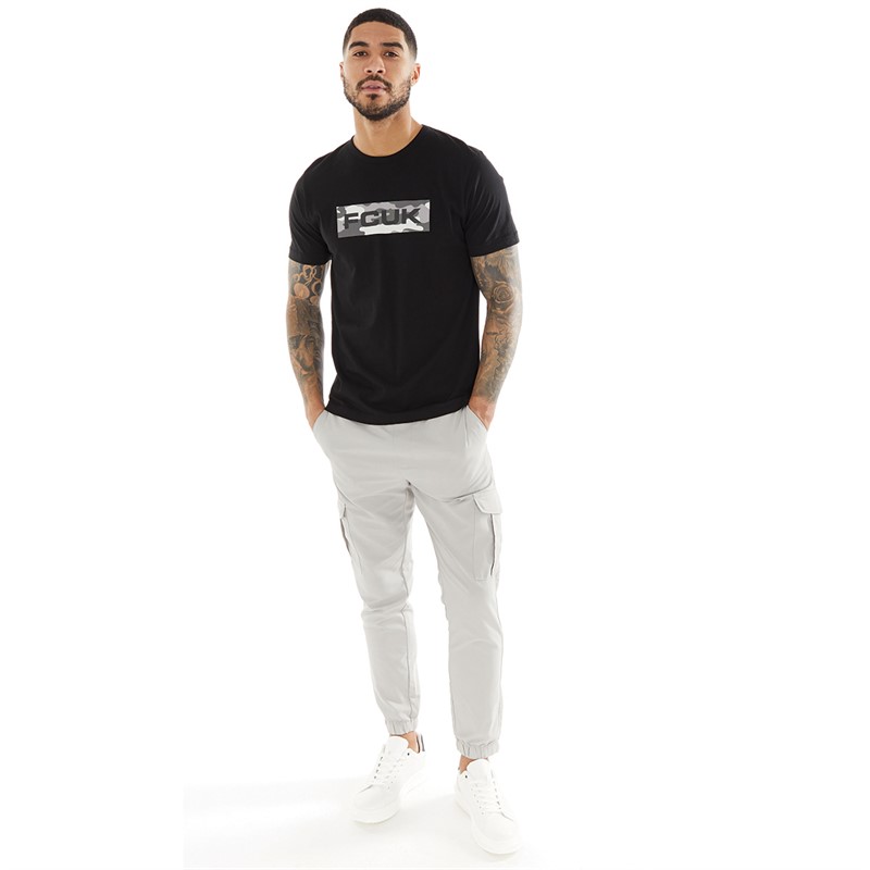 French Connection Mens Combat Tech Cargos Pants Light Grey