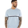French Connection Mens Two Stripe T-Shirt Sky Mel/White/Marine