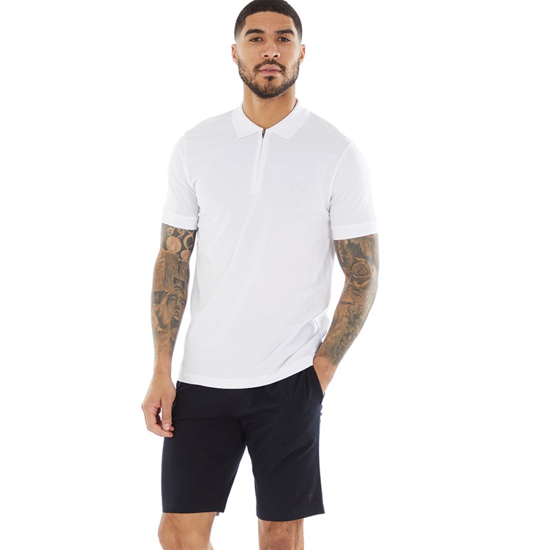 Mens white zip polo clearance