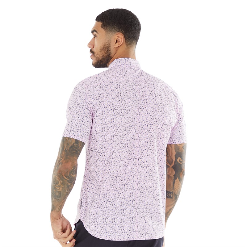 Mens pink short sleeve dress shirt hot sale