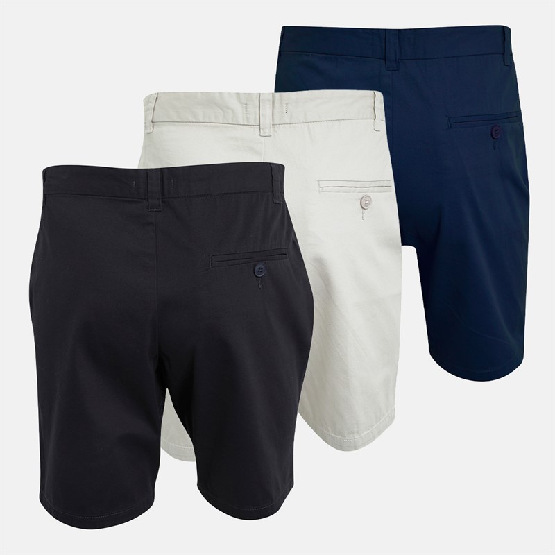 French Connection Mens Three Pack Chino Shorts Multi 1 - Black/Stone/Marine