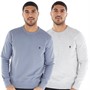 French Connection Mens FC Two Pack Sweatshirts Multi - Light Blue Mel/Light Grey Mel
