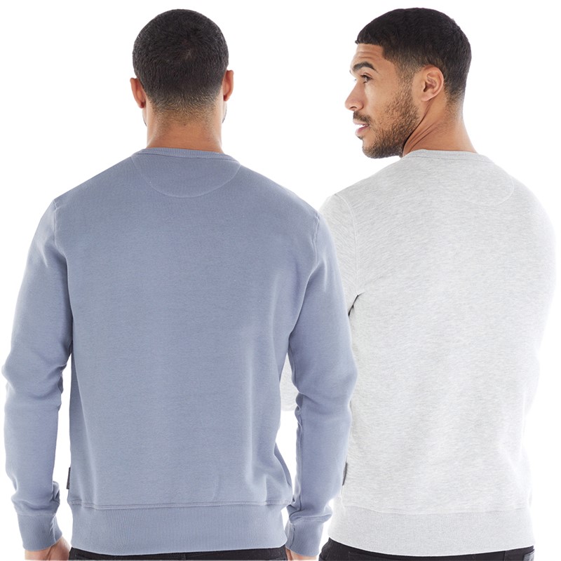 French Connection Mens FC Two Pack Sweatshirts Multi - Light Blue Mel/Light Grey Mel