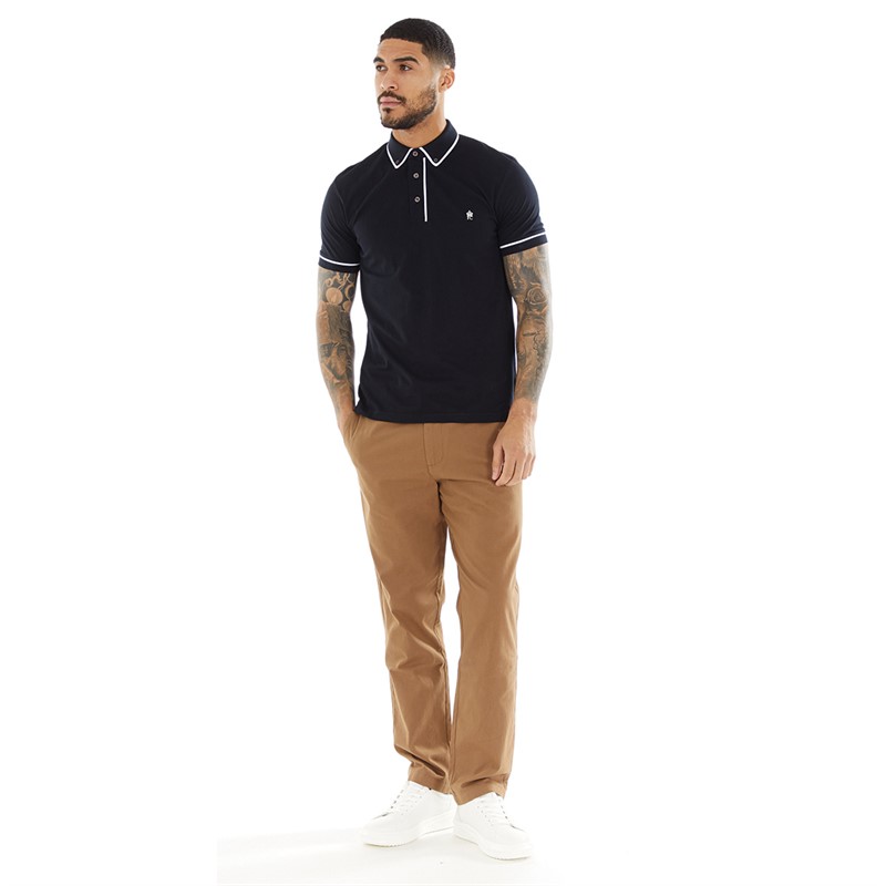 French Connection Mens Piping Polo Marine/White