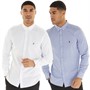 French Connection Mens Two Pack Long Sleeve Oxford Shirts White/Mid Blue