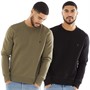 French Connection Mens FC Two Pack Sweatshirts Multi 1 - Black Gunmetal/Khaki Marine