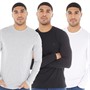 French Connection Mens Three Pack Crew Neck Long Sleeve Tops Multi 3 - Black/White/Light Grey Marl