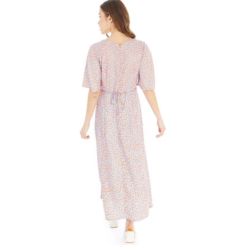 French Connection Womens Kiss Crew Angel Slv Long Dress Mandarin/Placid Blue