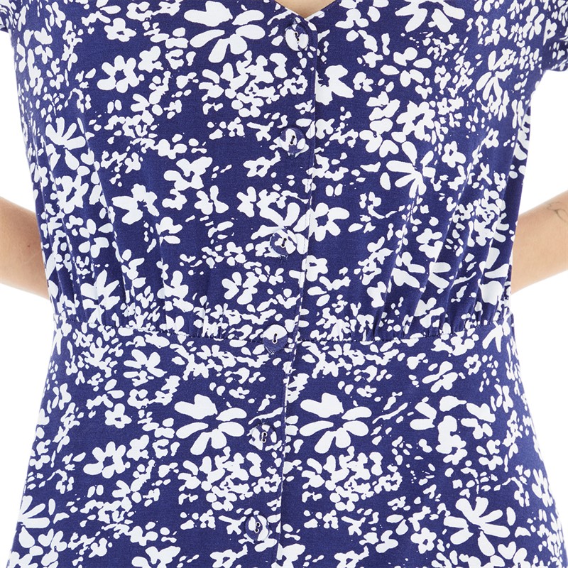 Buy French Connection Womens Florale Button Thru Midi Dress Dark Navy White