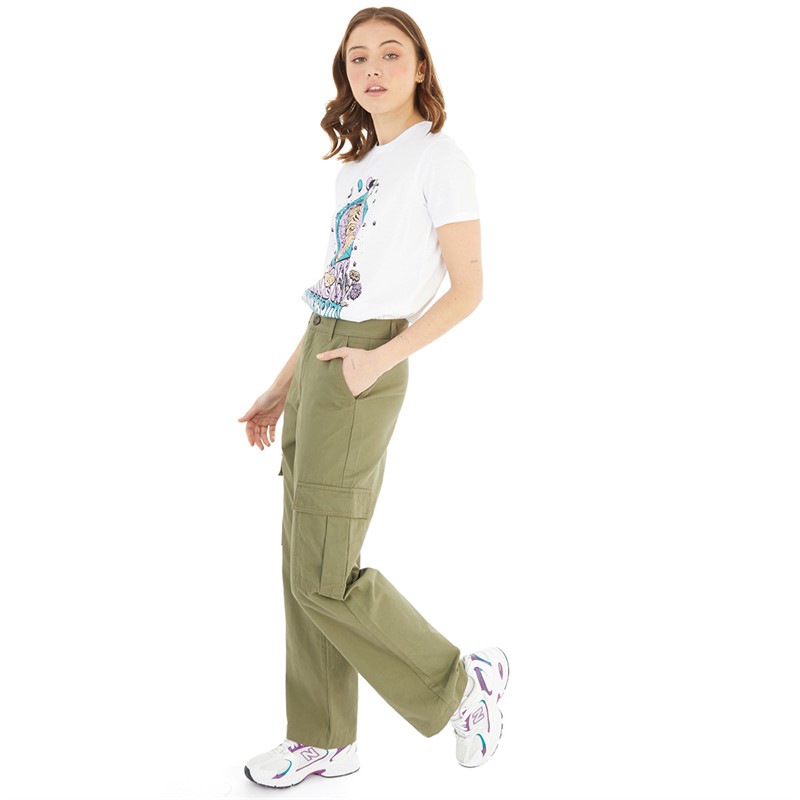 French Connection Womens Twill Cargo Pocket Trousers Khaki