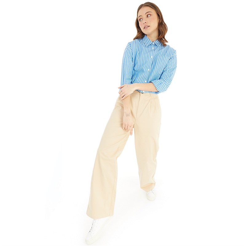 French Connection Womens High Waist Pleat Front Trousers Stone