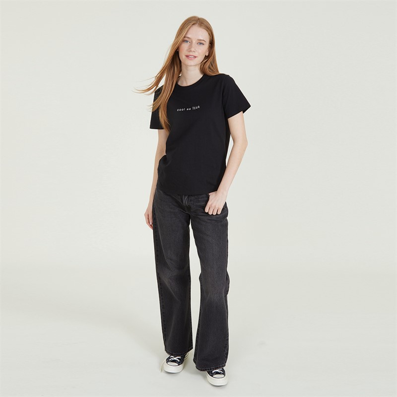 French Connection Womens FCUK Cool As Fitted T-Shirt Black/White