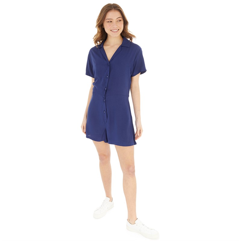 French Connection Womens Rever Playsuit Dark Navy