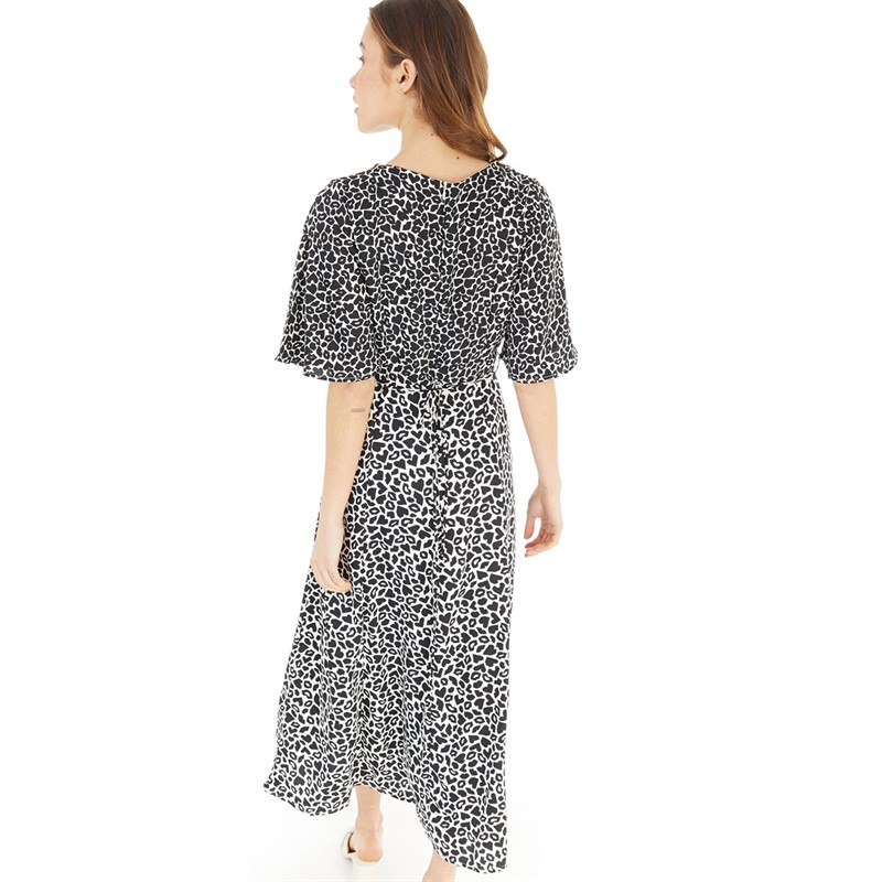 French Connection Womens Kiss Crew Angel Slv Long Dress Black/Ivory