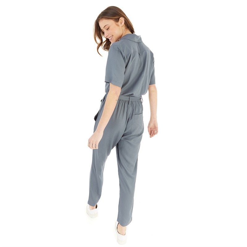 French Connection Womens Utility Pocket Jumpsuit Steel Blue