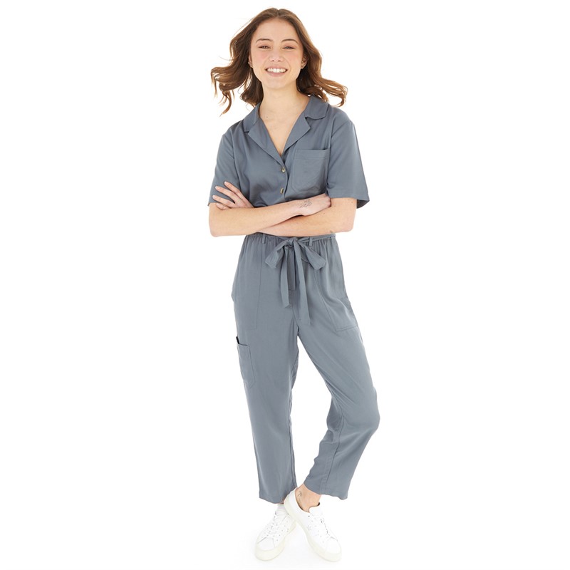 French Connection Womens Utility Pocket Jumpsuit Steel Blue