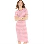 French Connection Womens Stripe Rib Midi Dress Poppy/White