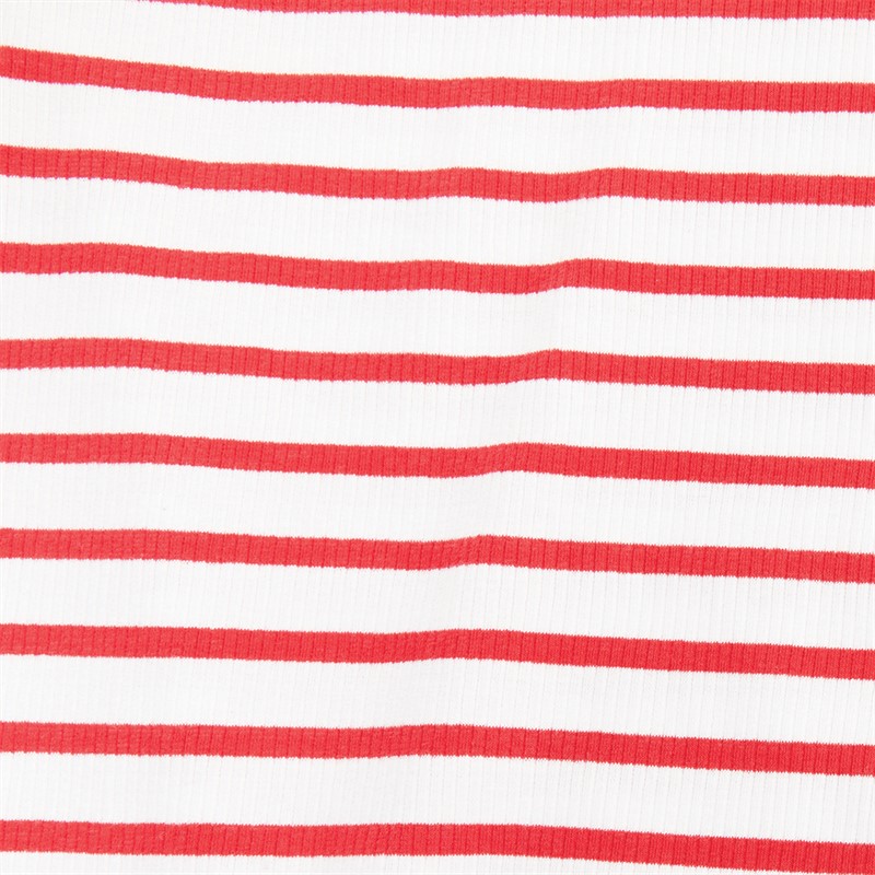 French Connection Womens Stripe Rib Midi Dress Poppy/White