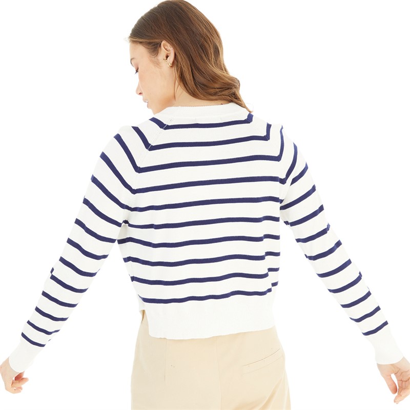 Buy French Connection Womens Core Raglan Stripe Crew Sweatshirt Ivory Dark Navy
