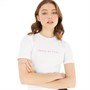 French Connection Womens FCUK Feisty As Fitted T-Shirt White/Wild Rosa