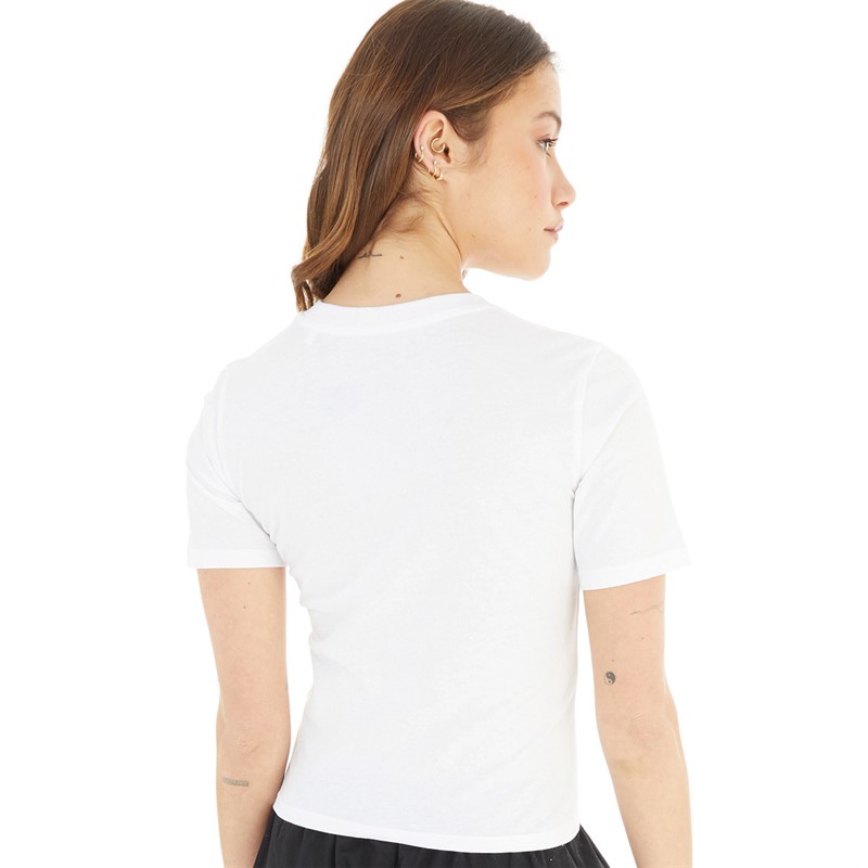 French Connection Womens FCUK Feisty As Fitted T-Shirt White/Wild Rosa