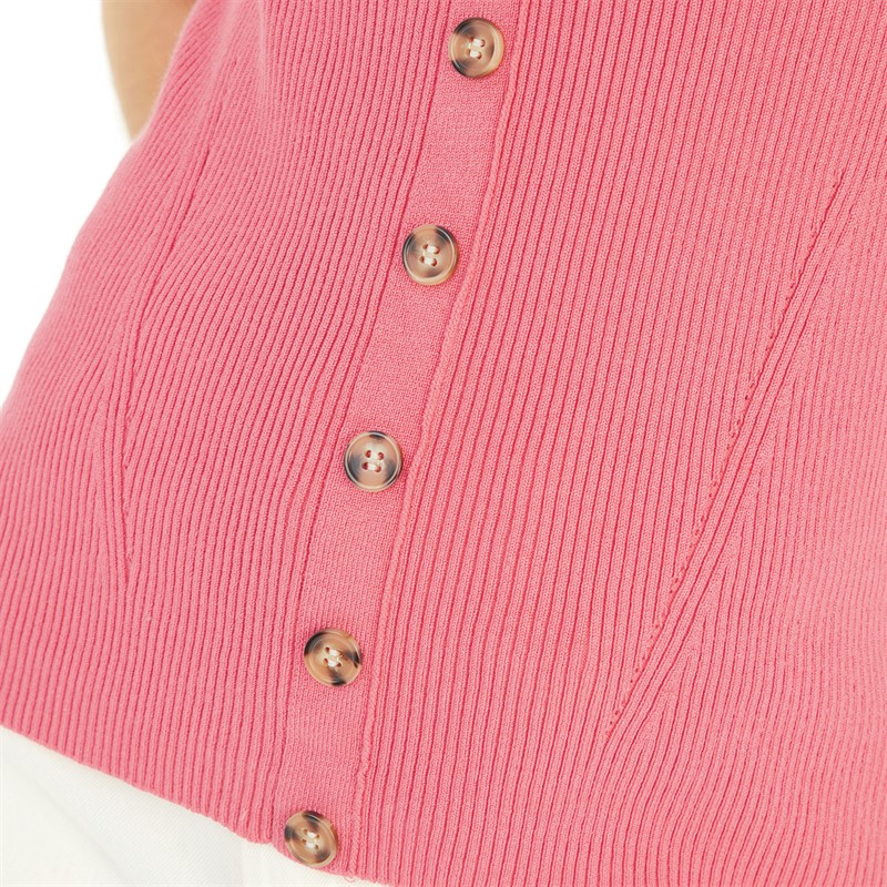 French Connection Womens Rib Button Vest Camellia