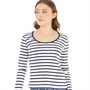French Connection Womens Scoop Long Sleeve Stripe Rib Top Dark Navy/White