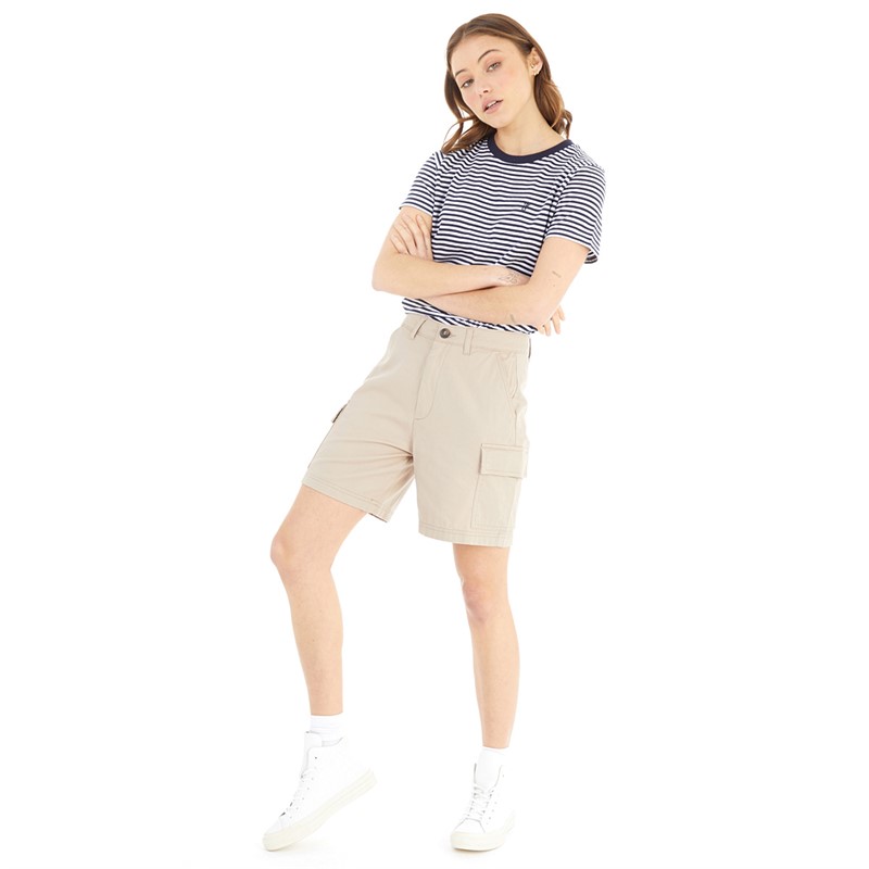 French Connection Womens Cargo Pocket Shorts Stone
