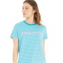 French Connection Womens Bonjour Stripe T-Shirt Peacock/White/Lilac